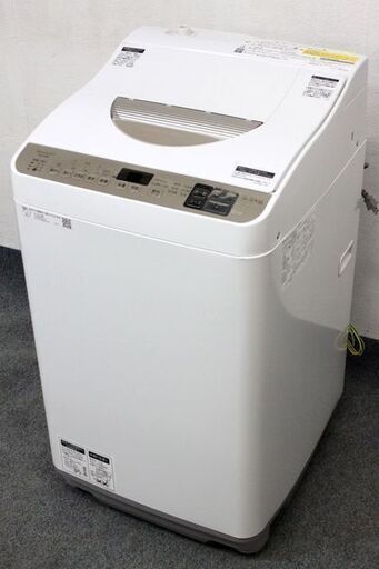 SHARP/シャープ 全自動洗濯乾燥機 洗濯5.5㎏/乾燥3.5㎏ ステンレス穴なし槽 ES-T5CBK ゴールド系 2019年製 中古家電 店頭引取歓迎 R6564)