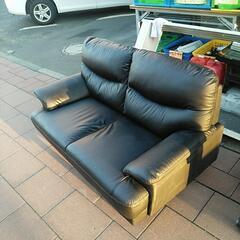 北41☆　ホームプラスリサイクル　ニトリ　2人がけソファ　ブラック　合皮　フェイクレザー黒　札幌　リサイクルショップ　ホームプラスリサイクル