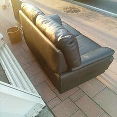 北41☆　ホームプラスリサイクル　ニトリ　2人がけソファ　ブラック　合皮　フェイクレザー黒　札幌　リサイクルショップ　ホームプラスリサイクル