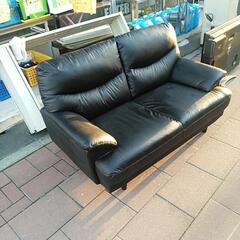 北41☆　ホームプラスリサイクル　ニトリ　2人がけソファ　ブラック　合皮　フェイクレザー黒　札幌　リサイクルショップ　ホームプラスリサイクル