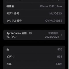 AppleCare＋盗難紛失プラン2023年9月24日まで　iPhone13 ProMax 256GB シエラブルー