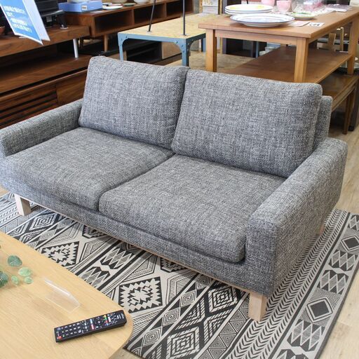 店S800)【モデルルーム展示品・極美品】シギヤマ家具 OTTI 150 SOFA 2人掛けソファ 幅151cm ファブリック 布 北欧 グレー 2Pソファ