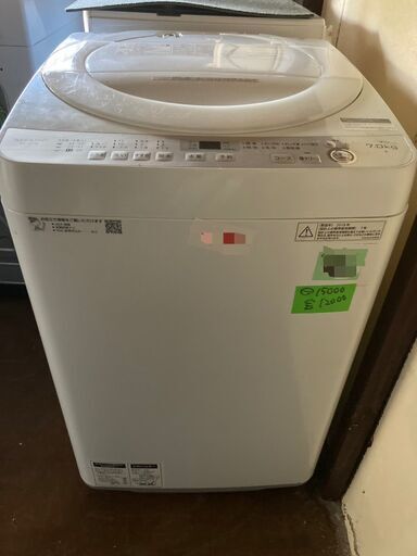 ☆中古￥15300！【会員価格￥14300】SHARP　7.0kg洗濯機　家電　2018年製　ES-GE7B-W型　【BI208】