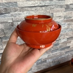 朱塗汁椀 十人前 お茶碗 昭和 レトロ 漆器 漆芸 朱 海外人気