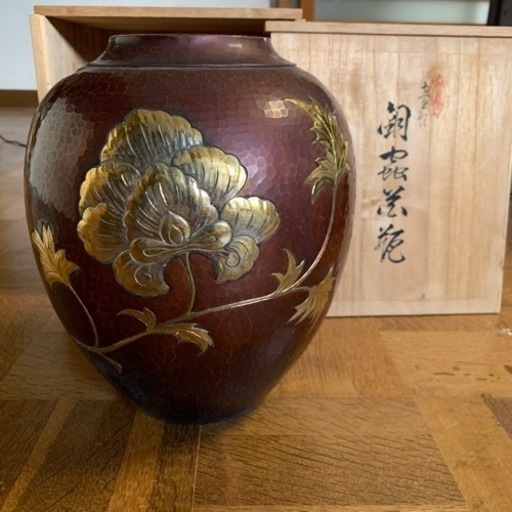 6日までの期間限定　久芳堂造　銅蟲花瓶