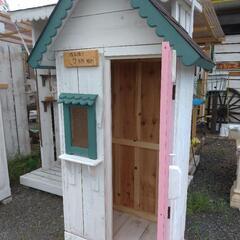 手作り　ハンドメイド かわいいピンクの物置　ヨーロピアン物置　ヴィンテージ仕上げ　　BKP-02 w81×d45×h186　関東圏内　埼玉発 手作り ハンドメイド かわいいピンクの物置 ヨーロピアン物置