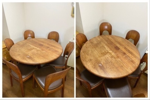 デンマーク製チーク材テーブルと椅子6脚