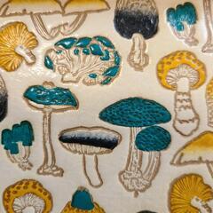 【美品】A.P.F  水金の文庫革 折り財布 がま札財布『きのこ』緑