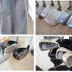 【現在商談中・受け渡し予定】マンシングウエアー・キャディバッグ＆アイアンフルセット＆ピンパター＆プロギア・ゼクシオのウッド＋おまけ　ビギナーから中級まで対応商品　下見歓迎