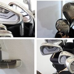 【現在商談中・受け渡し予定】マンシングウエアー・キャディバッグ＆アイアンフルセット＆ピンパター＆プロギア・ゼクシオのウッド＋おまけ　ビギナーから中級まで対応商品　下見歓迎