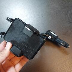  オートホールド式 シガーソケット付き携帯スタンド USBポート...