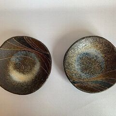 萩焼　泰山窯　加藤重美作　金彩小皿（2枚組）　アンティーク