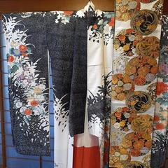 (綾瀬駅)正絹振り袖　白黒