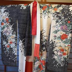 (綾瀬駅)正絹振り袖　白黒