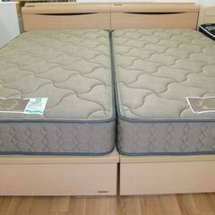 R221 高級 France Bed 縦と横開き跳ね上げ シングルベッド2台セット、美品