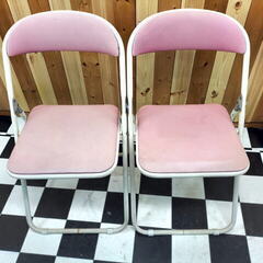 藤沢工業 折り畳み椅子 WF-105 ピンク ホワイト パイプ椅...