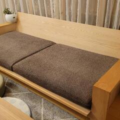 (決定)心石工芸⭐無垢オーク材3人掛けソファ