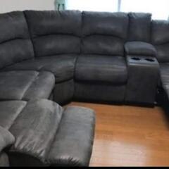 6人掛け　外国製家具リクライニングソファー