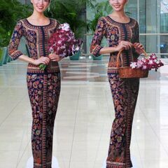 シンガポール航空CA サロンケバヤ（本物‼︎超レア　ピエールバルマン　デザイン）