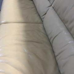 大塚家具　合皮3人掛けソファ(ホワイト)