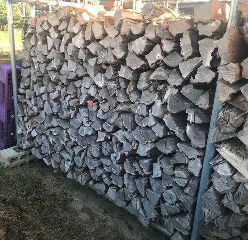 薪ストーブキャンプ 薪割済広葉樹 榎木エノキ薪 1棚 水分計18％ ③