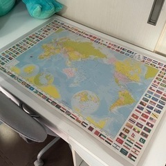 両面透明学習デスクマット　世界・日本地図柄