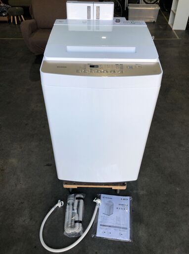 アイリスオーヤマ 全自動洗濯機 洗剤自動投入機能付き 8kg KAW-80B 2021年製 J10009
