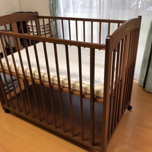 日本製 サワベビー ベビーベッド 木製 ブラウン ハイタイプ 澤田工業