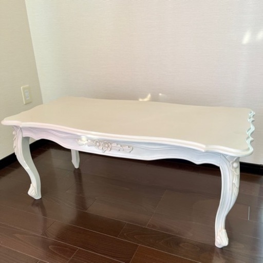 センターテーブル　猫脚　白家具