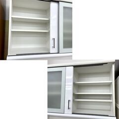 レンジボード 幅114×奥行55×高さ205cm キッチン収納 食器棚 白 