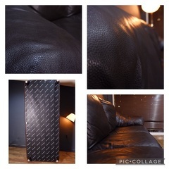 ☑️ヤフ売約済　SALE超極上レザーワールド20万一流ランク本革ワイド3人掛けソファー