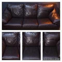 ☑️ヤフ売約済　SALE超極上レザーワールド20万一流ランク本革ワイド3人掛けソファー