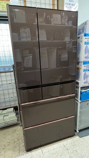 HITACHI/日立 6ドア冷蔵庫 670L 自動製氷機能付き R-WX67J(XH) 2018年製 ブラウン【ユーズドユーズ名古屋天白店】J2123