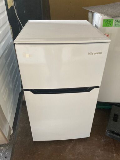 ☆中古￥12,000！【会員価格￥12,000】Hisense　93㍑2ドア冷蔵庫　家電　2021年製　HR-B95A型　幅48cmｘ奥行55cmｘ高さ86cm　【BJ010】