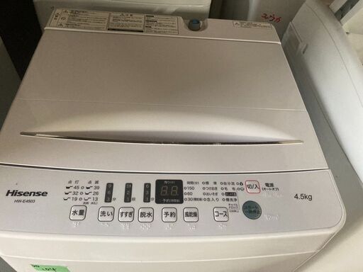 ☆中古￥9,800！【会員価格￥9,800】Hisense　4.5kg洗濯機　家電　2020年製　HW-E4503型　幅54cmｘ奥行54cmｘ高さ88cm　【BJ015】