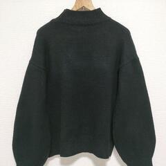 ハイネック セーター ニット 黒 トップス プルオーバー パフスリーブ - 服/ファッション