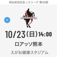 最終戦　ロアッソ熊本のチケット、 対 横浜ＦＣ戦　10月23日（...