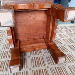 アジアン家具 サイドテーブル 花台 無垢彫刻 ガラス天板  / NY-0624 B