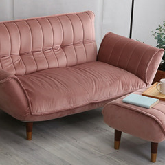 【新品未使用】2掛けソファー　オットマン付き　ピンク