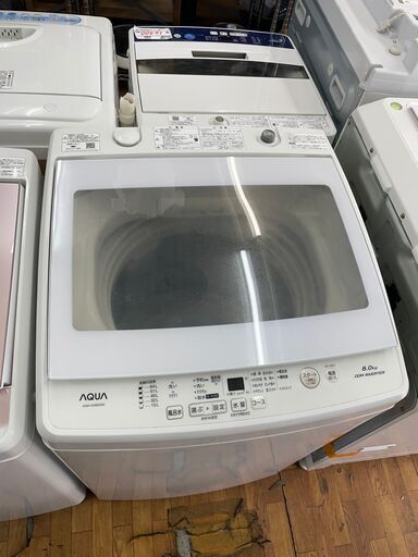 洗濯機　8kg　No.2822　2019年製　アクア　AQW-GV80G(W)　【リサイクルショップどりーむ鹿大前店】