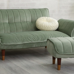 【新品未使用】2掛けソファー　オットマン付き　グリーン