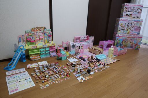 【中古まとめ売り・単品販売不可】リカちゃん ゆったりさん＋キッチン＋冷蔵庫＋洗濯機＋おかいものパークセット 人形遊び
