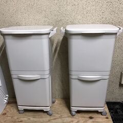 ホワイト ゴミ箱 2段 2個セット ダストボックス キャス…