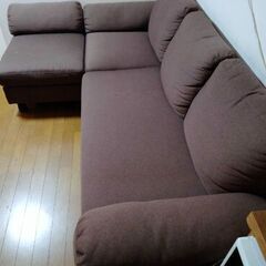 カウチソファ 3人 掛け+ オットマン付き
