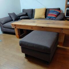 カウチソファ 3人 掛け+ オットマン付き