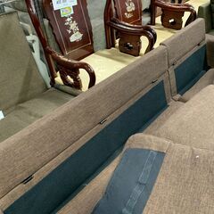 ◎3Pカウチソファー　ブラウン　毛羽立ち・使用感あり　オットマン付き◎