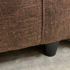 ◎3Pカウチソファー　ブラウン　毛羽立ち・使用感あり　オットマン付き◎