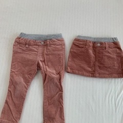 【美品】80cm 95cm ピンク コーデュロイスカート パンツ...
