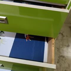 昭和レトロポップ 5段タンス エメラルドグリーン 棚、収納