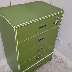 昭和レトロポップ 5段タンス エメラルドグリーン 棚、収納